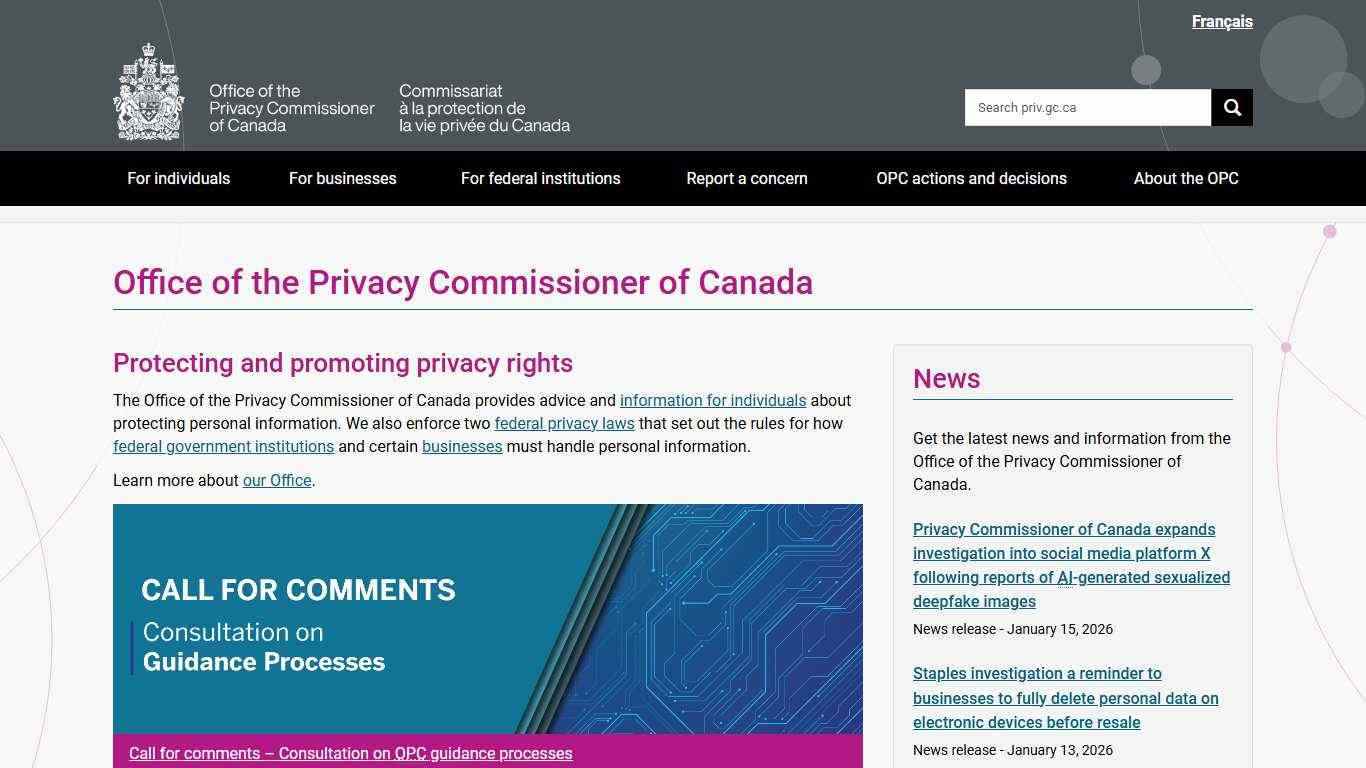 Office of the Privacy Commissioner of Canada - Office of the Privacy Commissioner of Canada