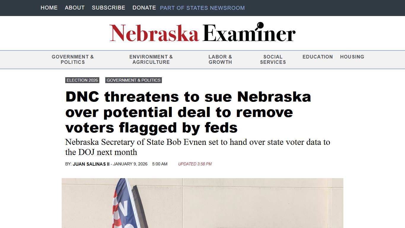DNC threatens to sue Nebraska over potential deal to remove voters flagged by feds • Nebraska Examiner