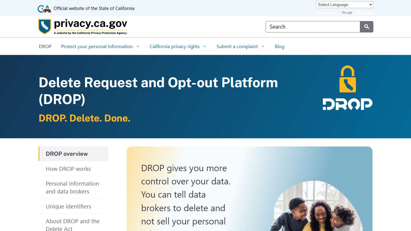 Delete request and opt-out platform (DROP) - privacy.ca.gov